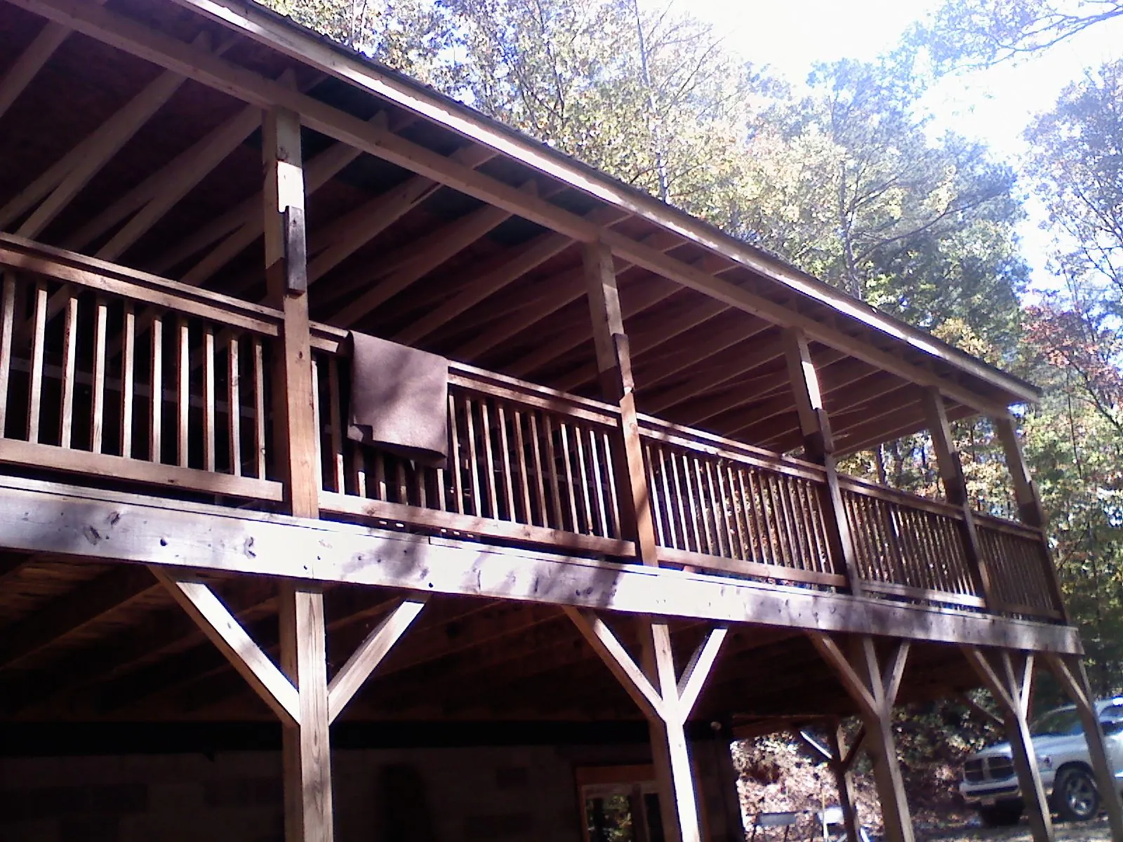 Timber framing under a new elevated porch and deck — Roof Leak Repair in Plover by Roofing Brothers